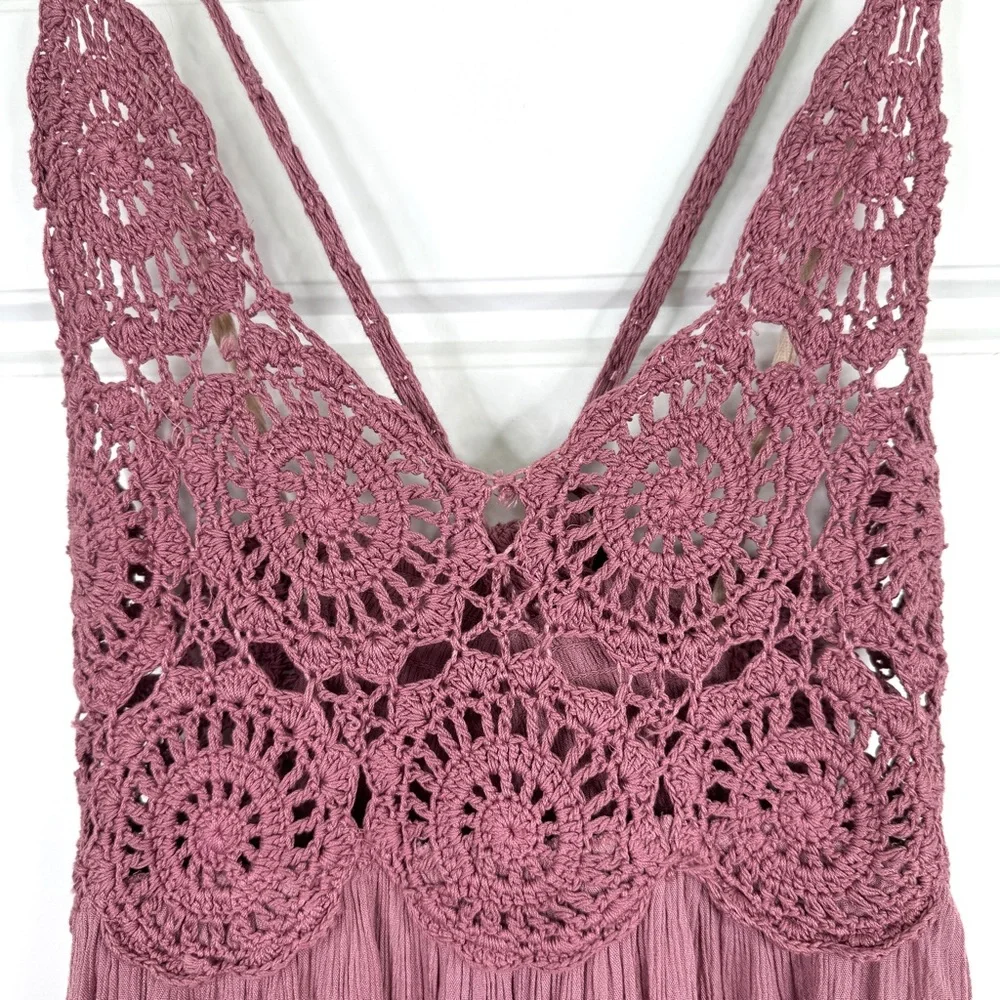 FREE PEOPLE Inesa Maxi Dress Size M Dried Currant Pink *Flaw